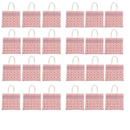 Red & White Printed Jute Shopping Bag – Eco-Friendly Reusable Tote (16×14×5 inch)