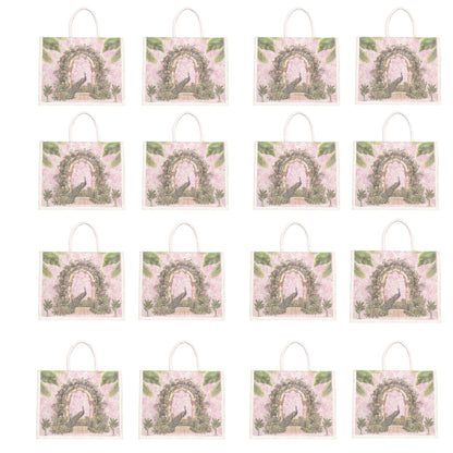 Designer Peacock Garden Jute Bag | Eco-Friendly Reusable Tote | Floral Printed Shopping Handbag (16×14×5 inch)