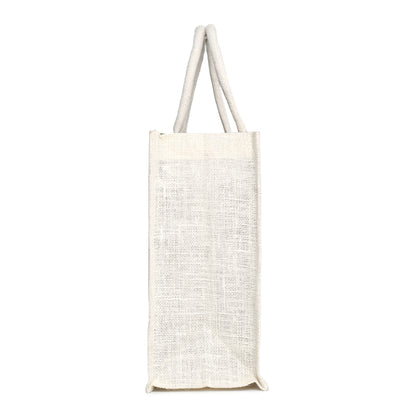 Designer Peacock Garden Jute Bag | Eco-Friendly Reusable Tote | Floral Printed Shopping Handbag (16×14×5 inch)