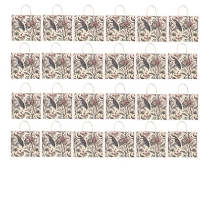 Premium Peacock Forest Printed Jute Bag | Eco-Friendly Reusable Tote | Floral Designer Shopping Bag (16×14×5 inch)