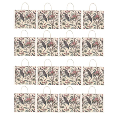 Premium Peacock Forest Printed Jute Bag | Eco-Friendly Reusable Tote | Floral Designer Shopping Bag (16×14×5 inch)