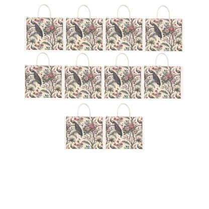 Premium Peacock Forest Printed Jute Bag | Eco-Friendly Reusable Tote | Floral Designer Shopping Bag (16×14×5 inch)