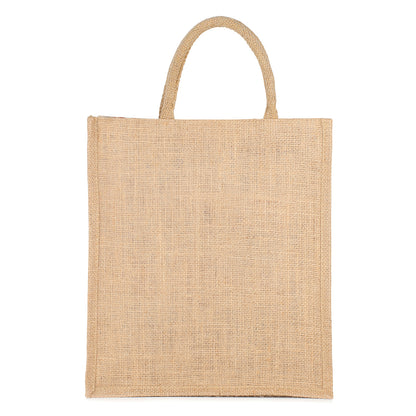 LunchTime Jute Bag | Reusable Lunch & Grocery Carry Bag | Eco-Friendly Printed Tote with Zipper | 33x29x12cm