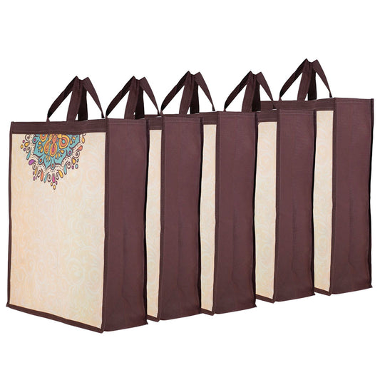 Etchvara Reusable Gift Bags with Matte Finish | Pack of 5 (17.5x15.5x5 inches)
