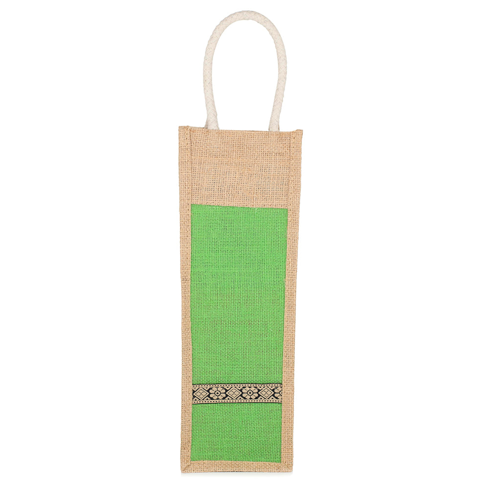 Set of 3 Eco-Friendly Jute Water Bottle Bags | Reusable Bottle Covers with Cotton Handles | Fits 1.5 to 2 Litre Bottles | Size 5x15x4.5 Inch