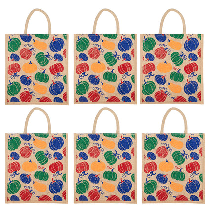 Pumpkin Design Jute Bag | Reusable Grocery/Vegetable Bag | Multi-Purpose Printed Lunch Tote | 33x29x12cm