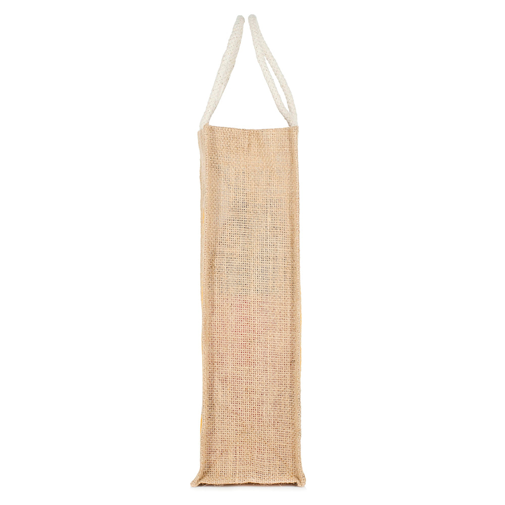 Set of 3 Eco-Friendly Jute Water Bottle Bags | Reusable Bottle Covers with Cotton Handles | Fits 1.5 to 2 Litre Bottles | Size 5x15x4.5 Inch