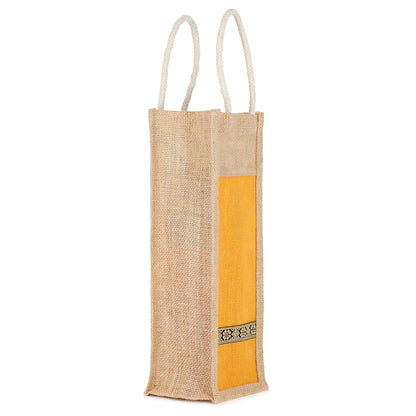 Set of 3 Eco-Friendly Jute Water Bottle Bags | Reusable Bottle Covers with Cotton Handles | Fits 1.5 to 2 Litre Bottles | Size 5x15x4.5 Inch