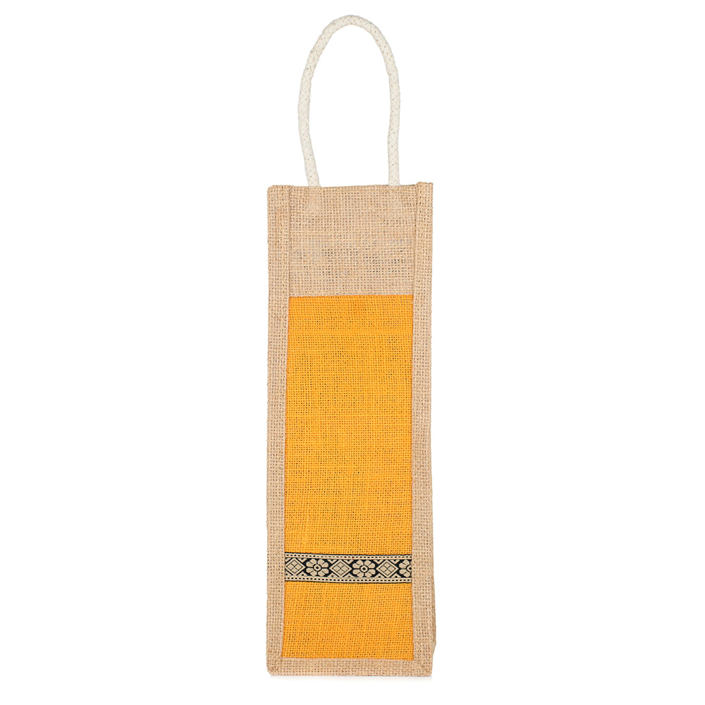 Set of 3 Eco-Friendly Jute Water Bottle Bags | Reusable Bottle Covers with Cotton Handles | Fits 1.5 to 2 Litre Bottles | Size 5x15x4.5 Inch