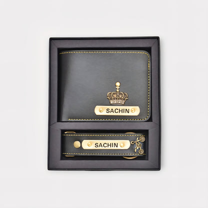 Etchvara Personalized Men’s Wallet & Keychain – Gift Set