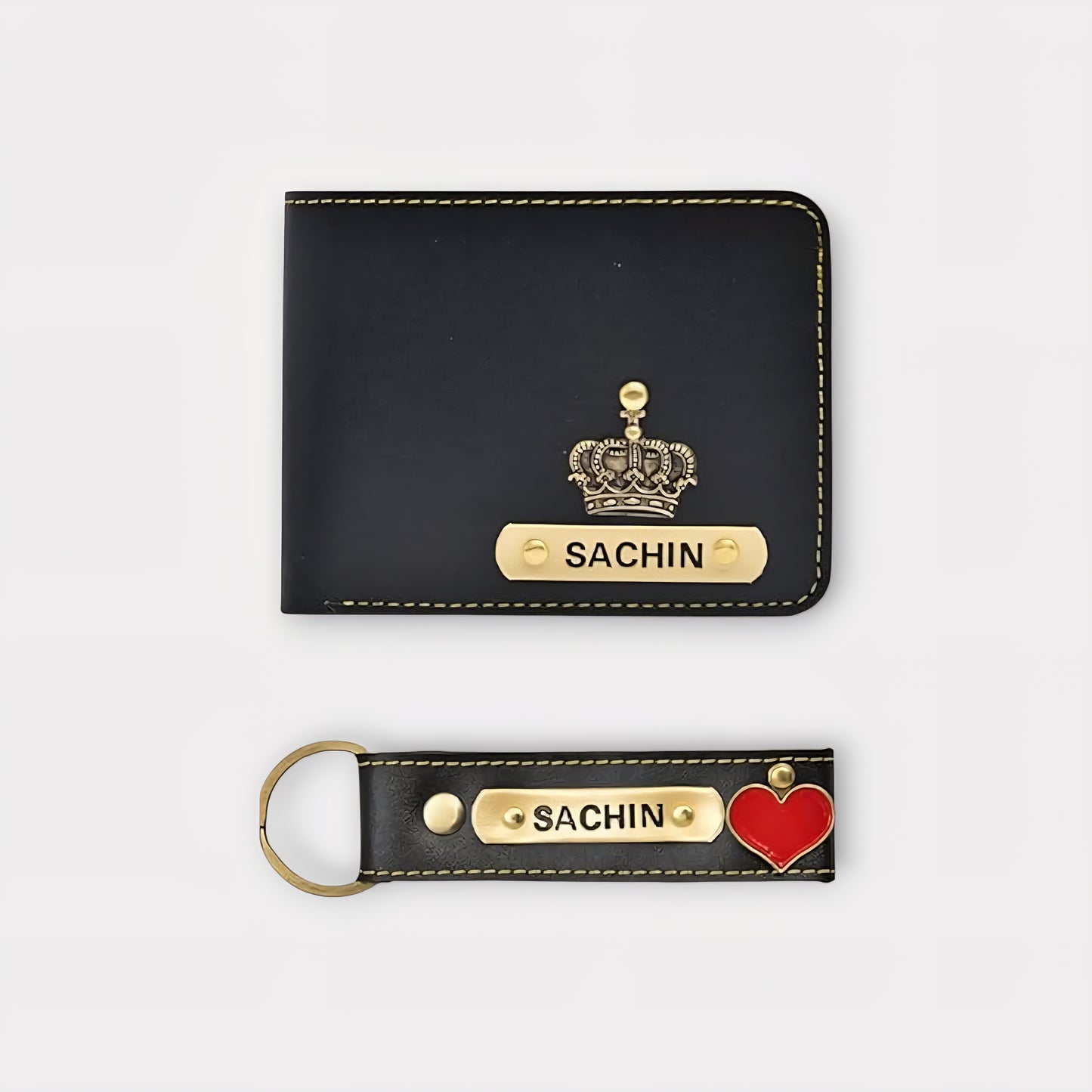 Etchvara Personalized Men’s Wallet & Keychain – Gift Set