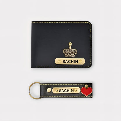 Etchvara Personalized Men’s Wallet & Keychain – Gift Set
