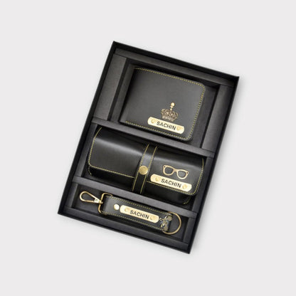 Etchvara Personalized Men’s Leather Gift Set – 3-in-1 Combo