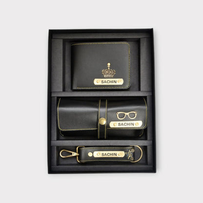 Etchvara Personalized Men’s Leather Gift Set – 3-in-1 Combo
