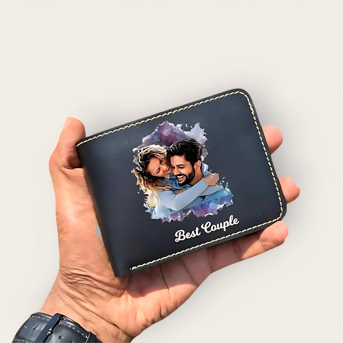 Etchvara Personalized Men’s Vegan Leather Wallet – Name & Photo