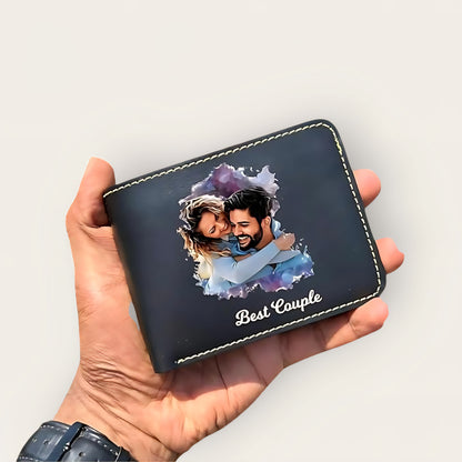 Etchvara Personalized Men’s Vegan Leather Wallet – Name & Photo