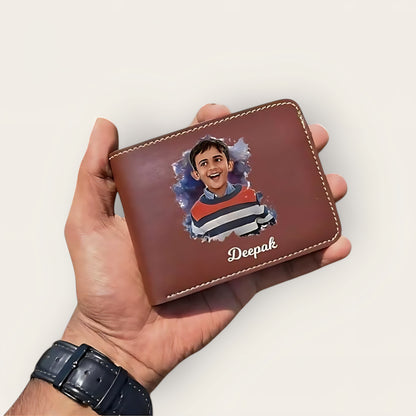 Etchvara Personalized Men’s Vegan Leather Wallet – Name & Photo