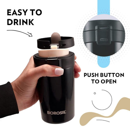 300ml Stainless Steel Coffee Mug – Vacuum Insulated Travel Tumbler with Flip Lid & Mesh Filter, Hot & Cold Beverage Mug, Gift for Men & Women