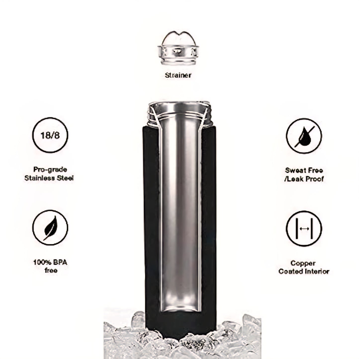 Smart LED Temperature Bottle | 500ml Insulated Steel Flask | Hot & Cold Thermos for Travel, Gym & Office (Black)