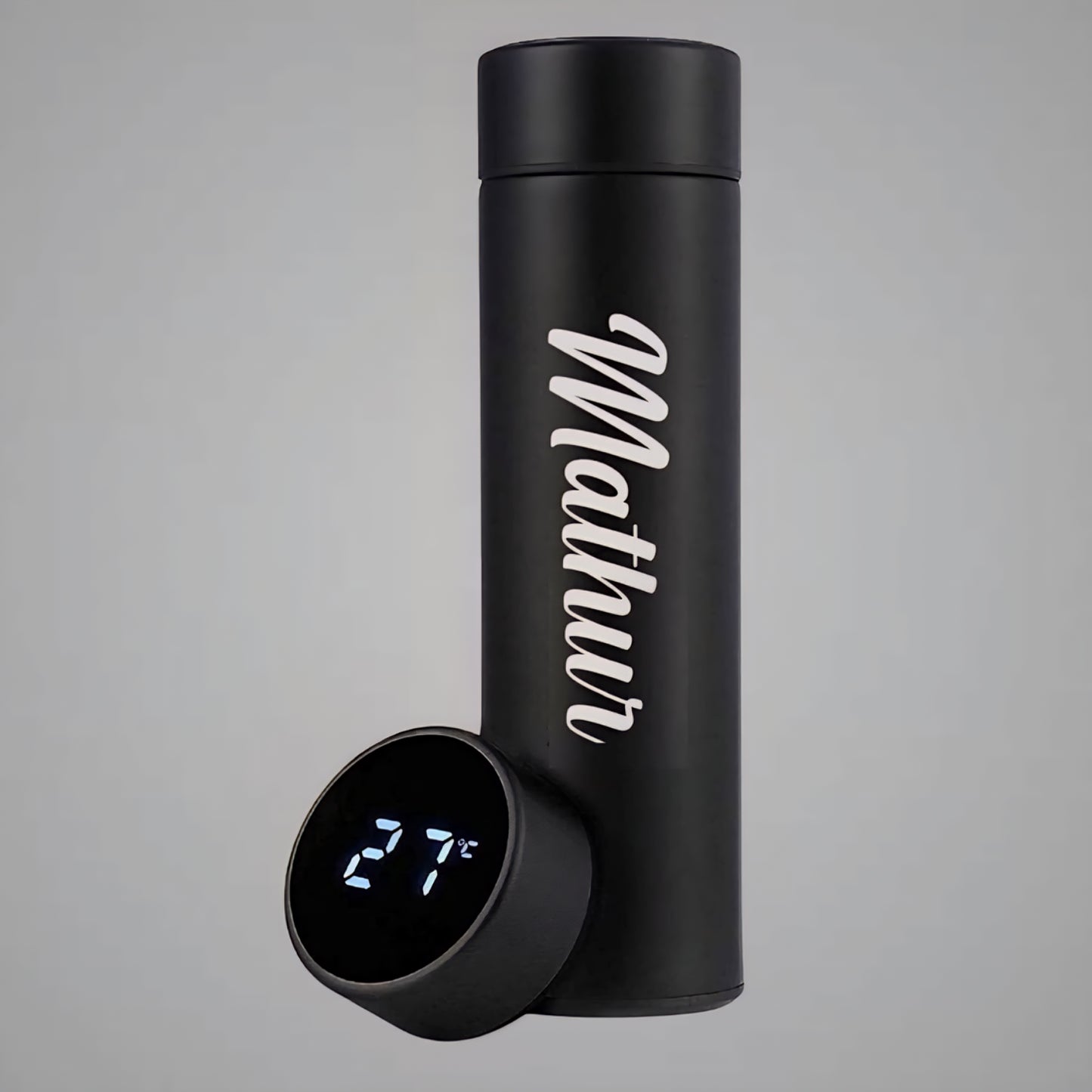 Smart LED Temperature Bottle | 500ml Insulated Steel Flask | Hot & Cold Thermos for Travel, Gym & Office (Black)