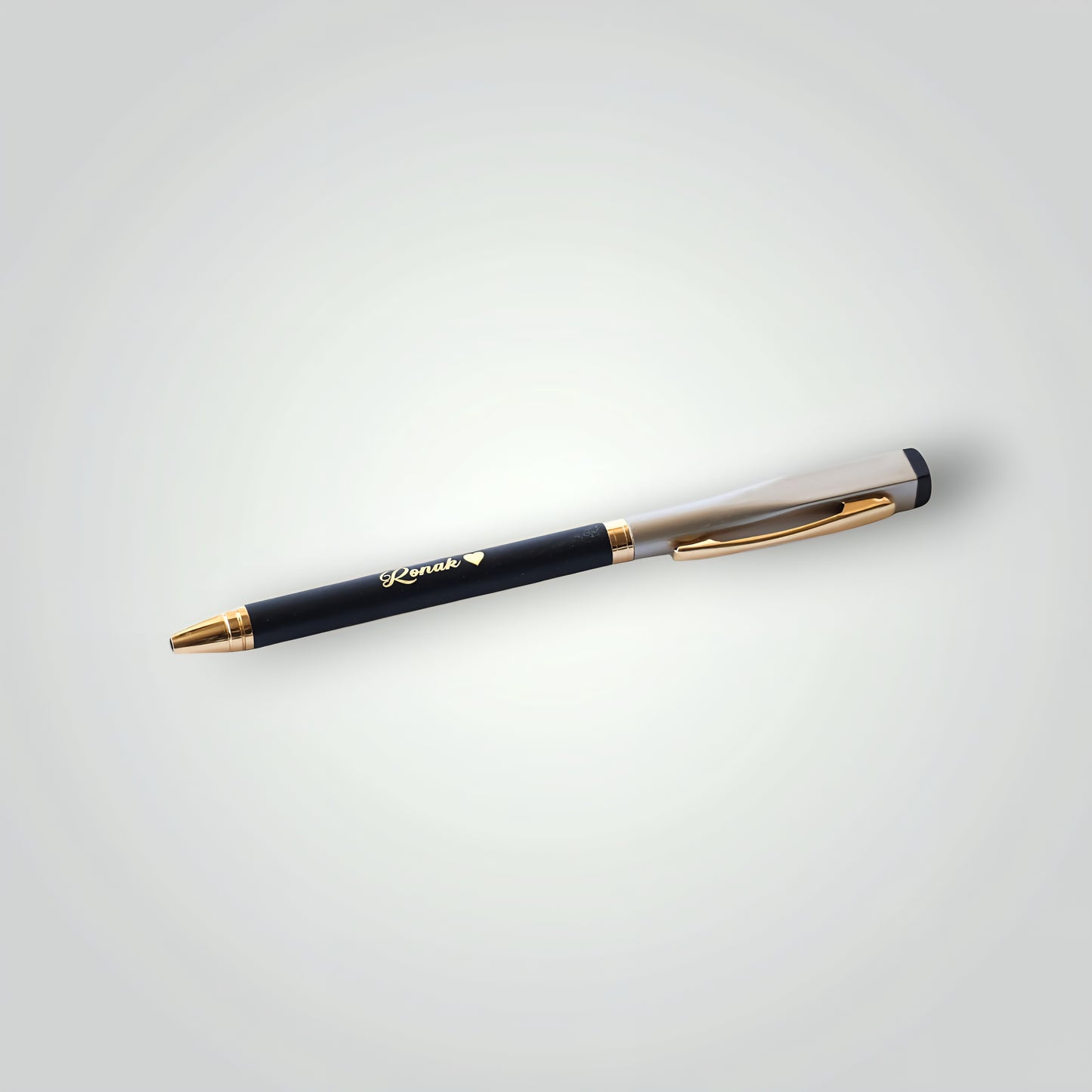Personalized Black Satin Finish Ball Pen | Magnetic Cap | Custom Name Engraving | Elegant Office & Gift Pen | Blue Ink