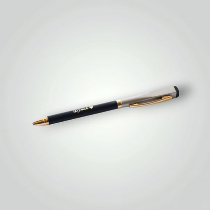Personalized Black Satin Finish Ball Pen | Magnetic Cap | Custom Name Engraving | Elegant Office & Gift Pen | Blue Ink