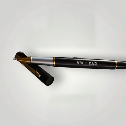 Personalized Black Satin Finish Ball Pen | Magnetic Cap | Custom Name Engraving | Elegant Office & Gift Pen | Blue Ink