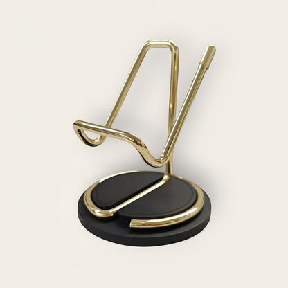 Personalized Mobile Stand | Brass Gold Finish with Name/Logo Engraving | Premium Desk Accessory