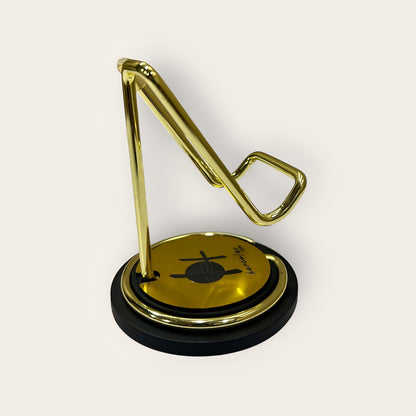 Personalized Mobile Stand | Brass Gold Finish with Name/Logo Engraving | Premium Desk Accessory