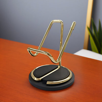 Personalized Mobile Stand | Brass Gold Finish with Name/Logo Engraving | Premium Desk Accessory