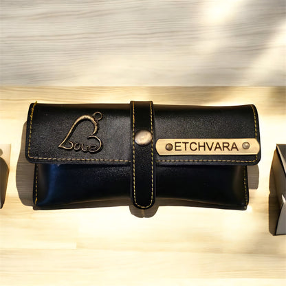 Personalized Men’s Gift Combo | Custom Leather Wallet, Passport Cover, Eyewear Case, Keychain & Temperature Bottle | 5-in-1 Gifting Set