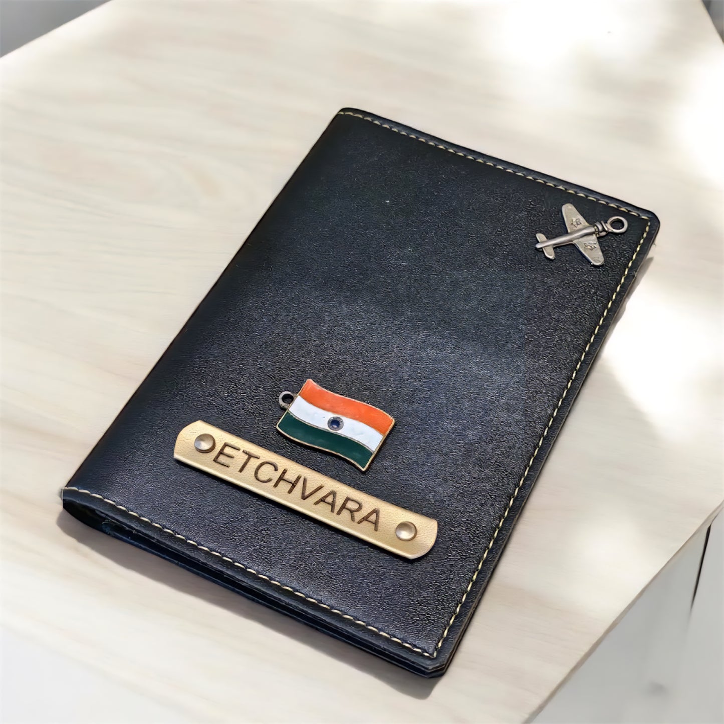 Personalized Men’s Gift Combo | Custom Leather Wallet, Passport Cover, Eyewear Case, Keychain & Temperature Bottle | 5-in-1 Gifting Set