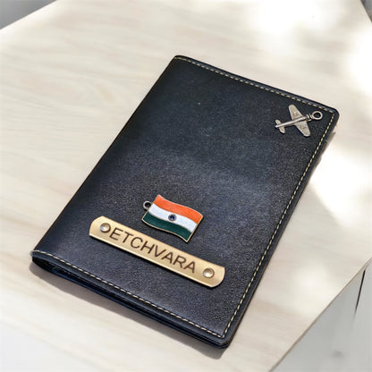 Personalized Men’s Gift Combo | Custom Leather Wallet, Passport Cover, Eyewear Case, Keychain & Temperature Bottle | 5-in-1 Gifting Set