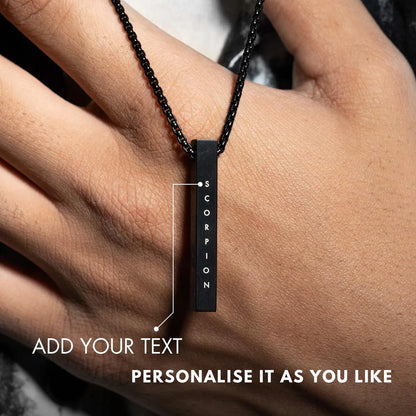 Personalized Stainless Steel Bar Pendant Necklace | Custom Engraved Name | Gold, Rose Gold, Black & Silver | Stylish Gift for Men & Women