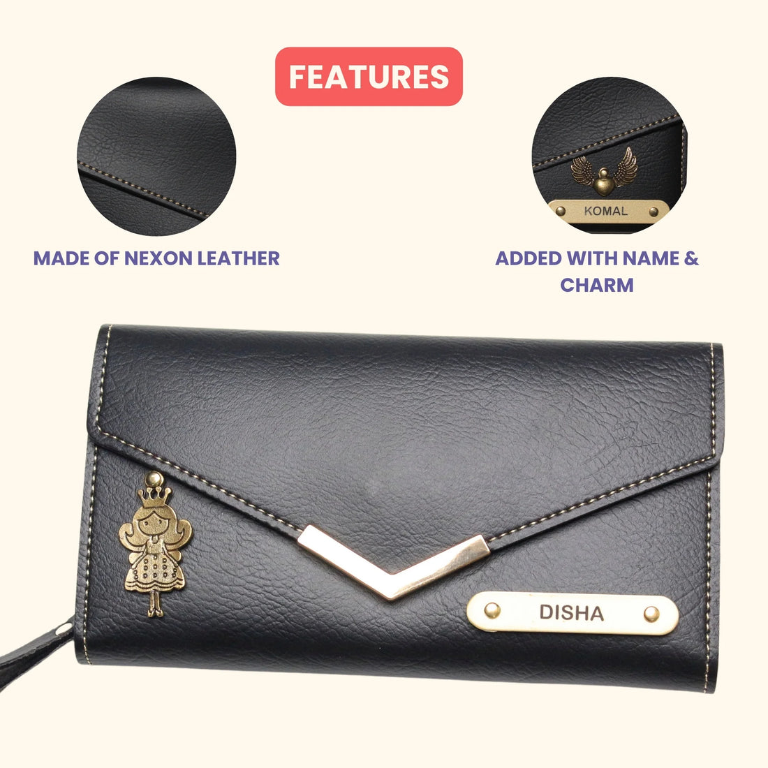 Etchvara Personalized Ladies 4 Pc Gift Set – Wallet, Passport Cover, Eyewear Case & Keychain for Raksha Bandhan, Birthday & Anniversary