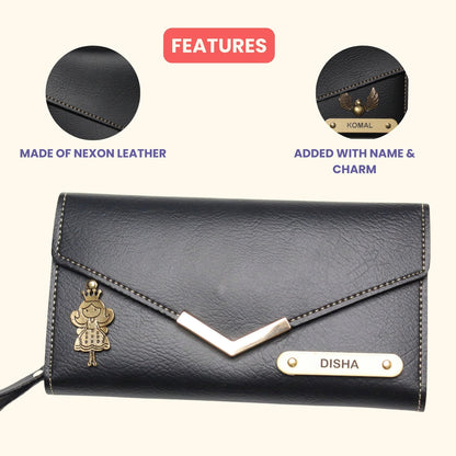 Etchvara Personalized Ladies 4 Pc Gift Set – Wallet, Passport Cover, Eyewear Case & Keychain for Raksha Bandhan, Birthday & Anniversary