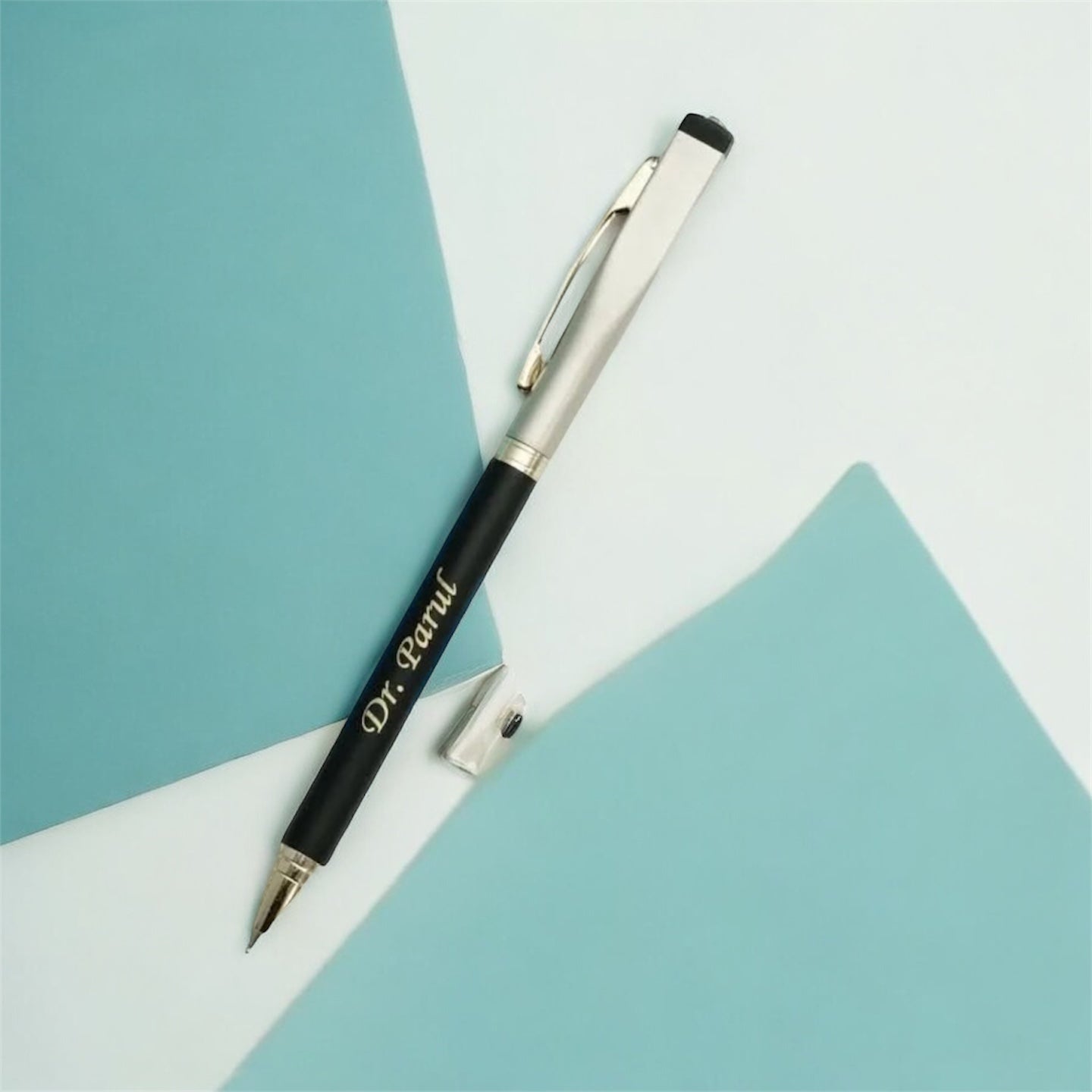 Personalized Black Satin Finish Ball Pen | Magnetic Cap | Custom Name Engraving | Elegant Office & Gift Pen | Blue Ink