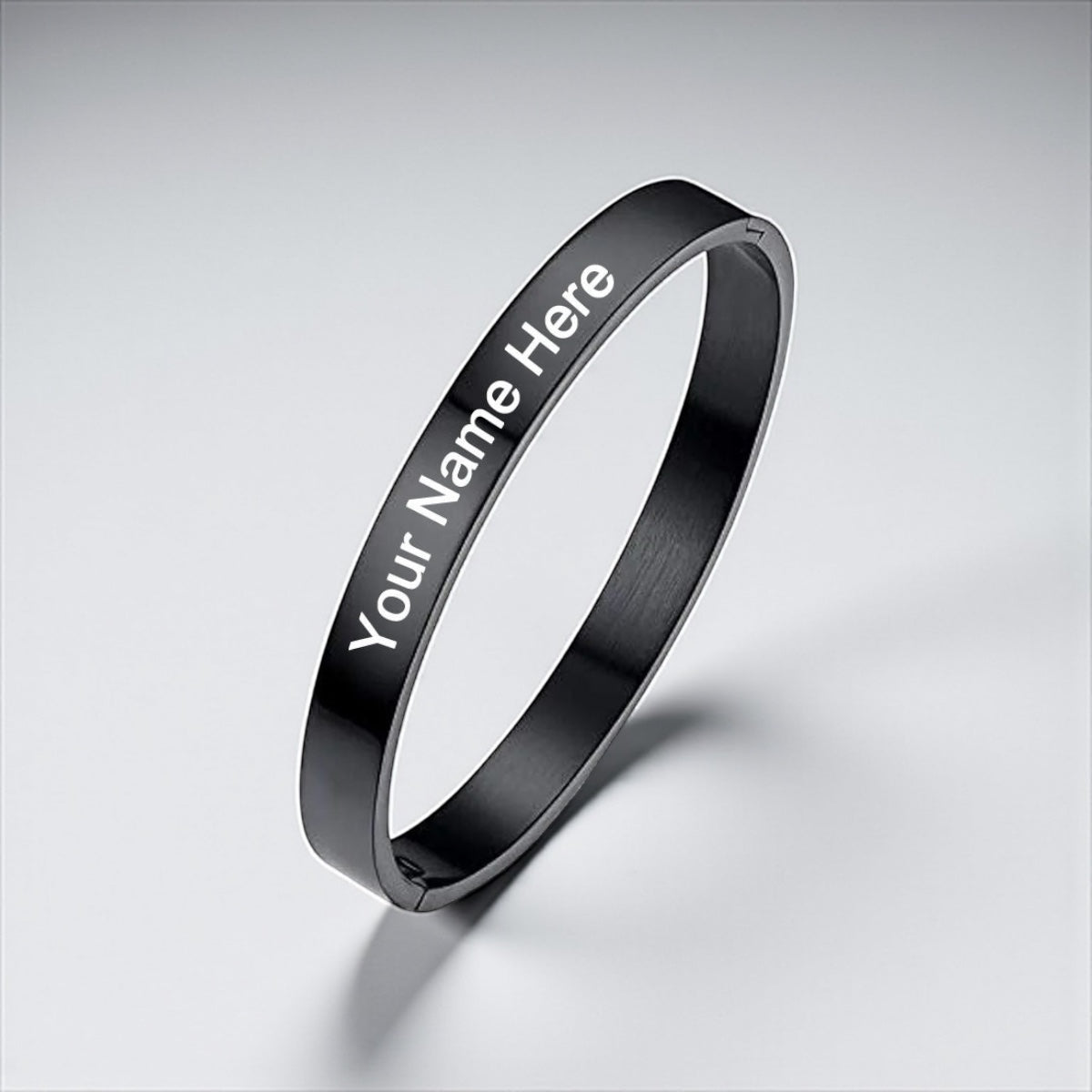 Personalized Oval Bangle Bracelet | Seamless Hinged Cuff | Name Engraved | Unisex Gift Jewelry