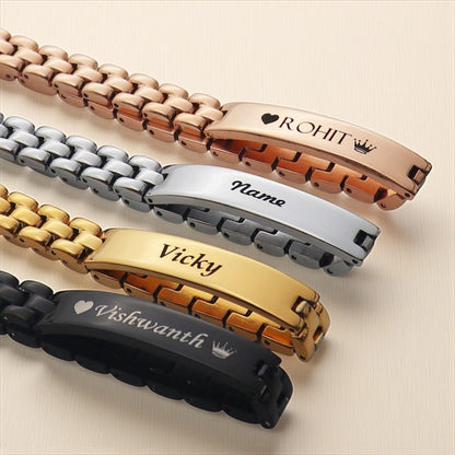 Personalized Stainless Steel Name Bracelet | Custom Engraved | Unisex Gift Jewelry