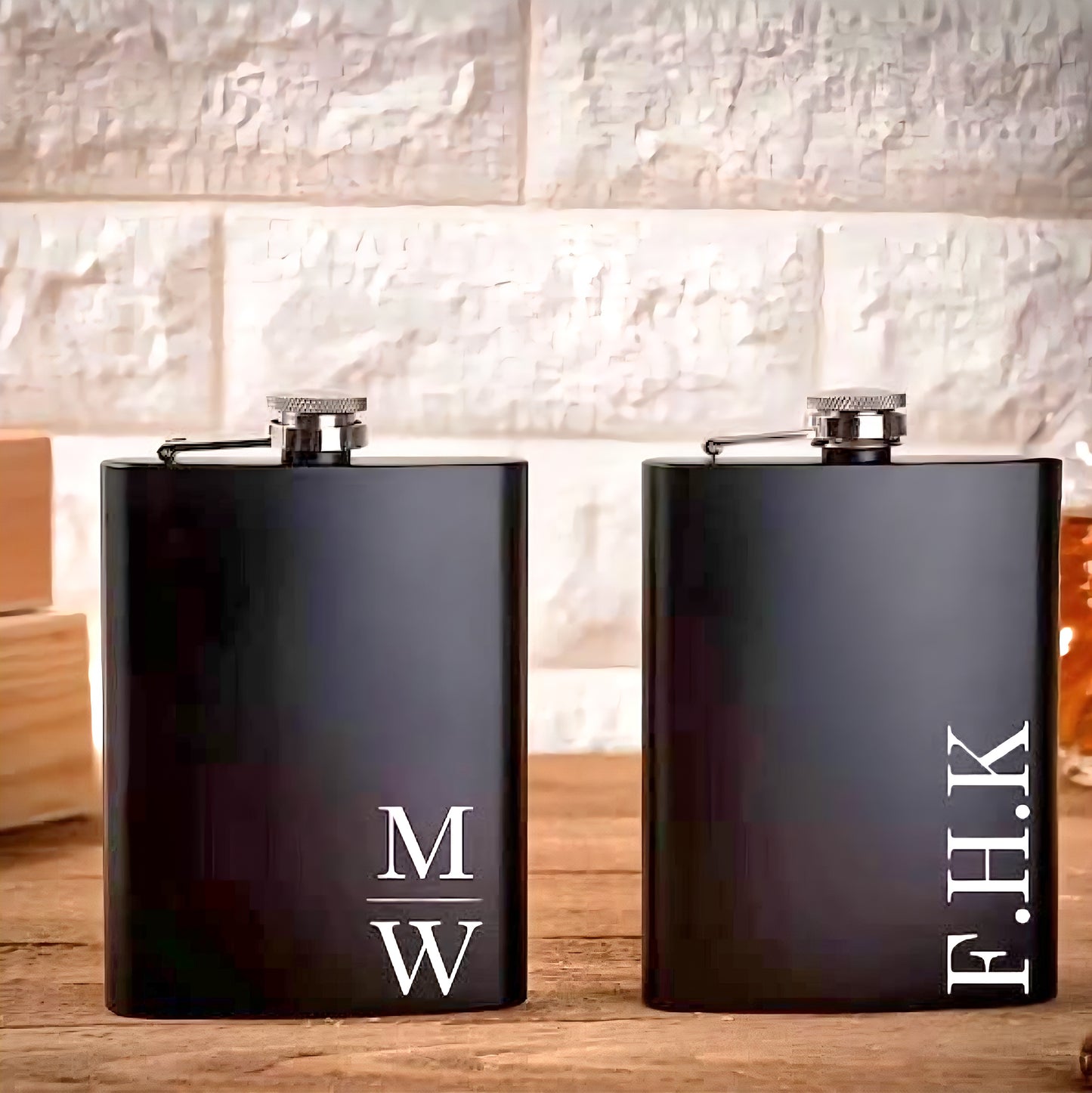 Personalized Hip Flask – 210ml Black Stainless Steel | Custom Name Engraving | Premium Gift for Men