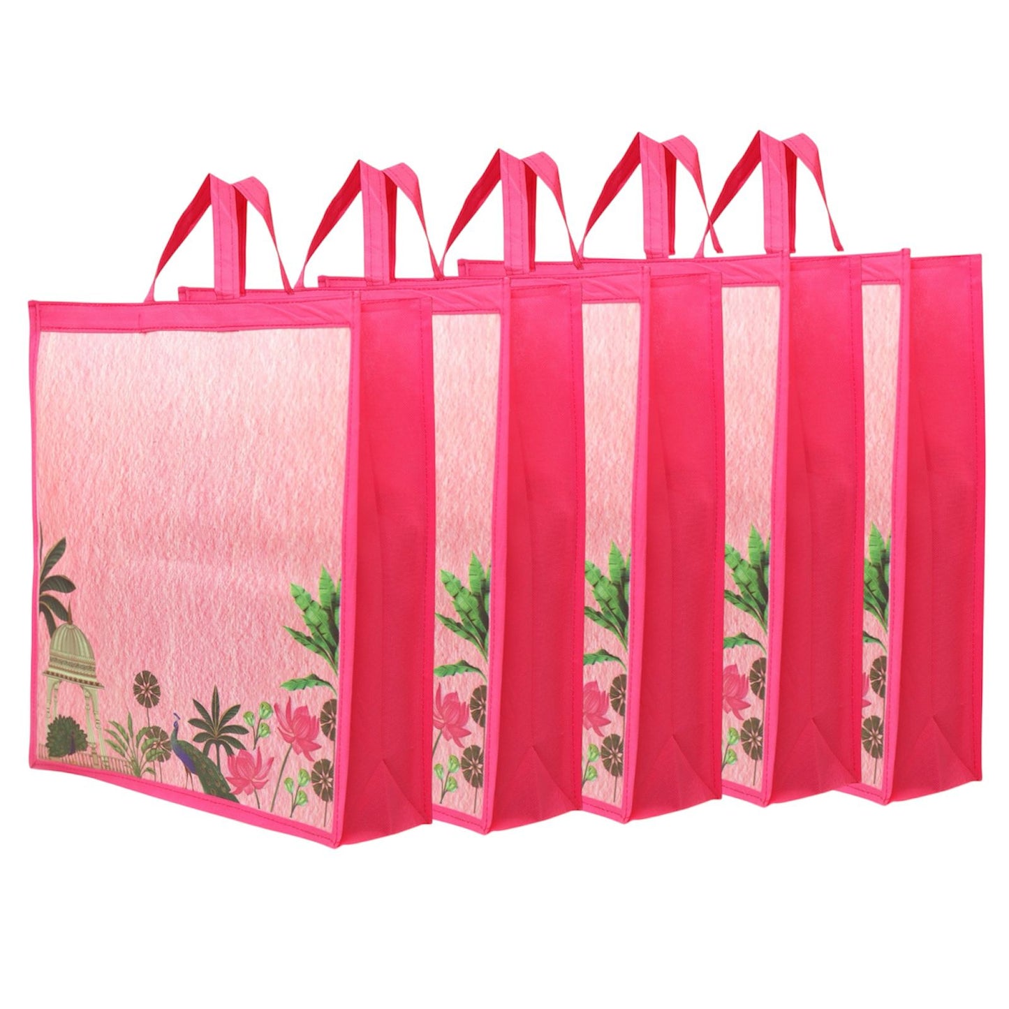 Etchvara Reusable Gift Bags with Matte Finish | Pack of 5 (17.5x15.5x5 inches)