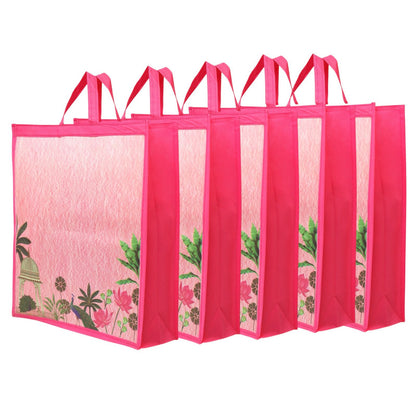 Etchvara Reusable Gift Bags with Matte Finish | Pack of 5 (17.5x15.5x5 inches)