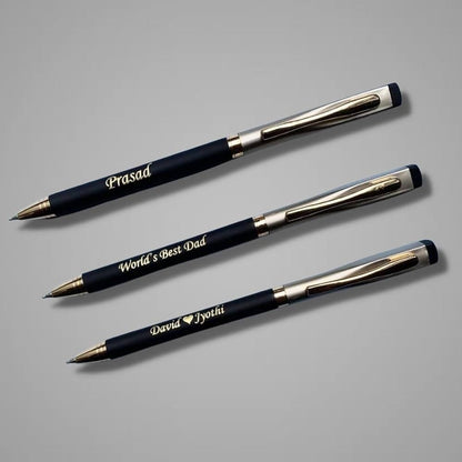 Personalized Black Satin Finish Ball Pen | Magnetic Cap | Custom Name Engraving | Elegant Office & Gift Pen | Blue Ink